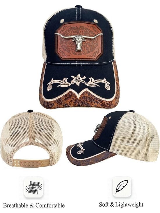 Unisex Black 9 Western Trucker Hat Vintage Cowboy Country Cute Baseball Cap
